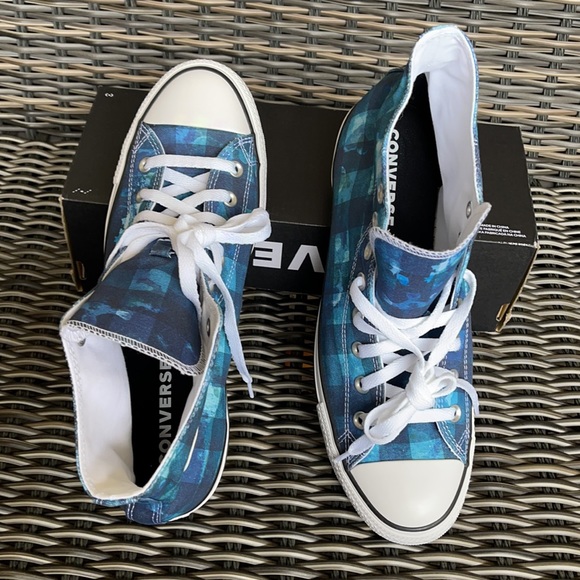 Converse Ctas Hi Blue Plaid/White/Black MEN`S - Picture 13 of 16